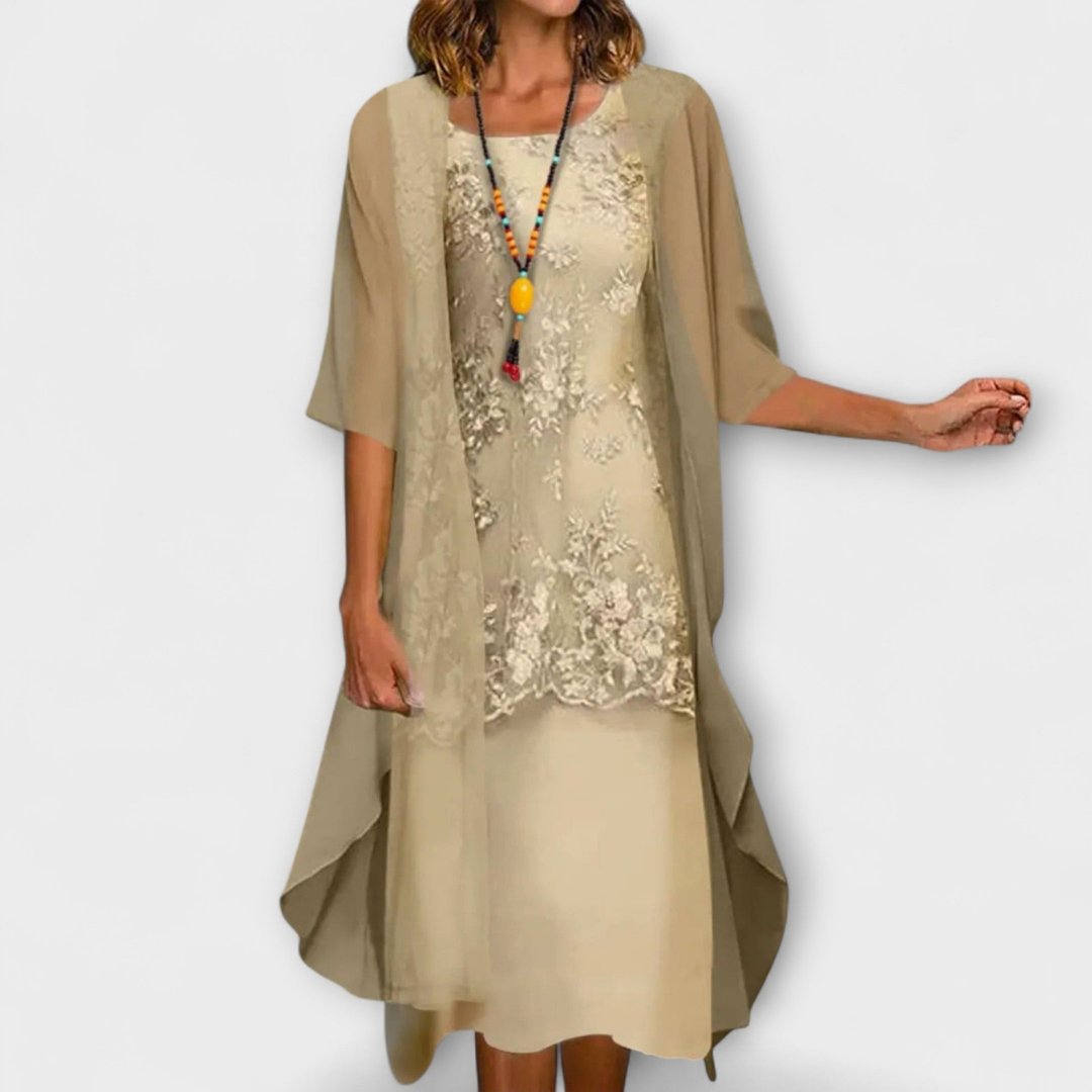 double layer lace midi dress Odette
