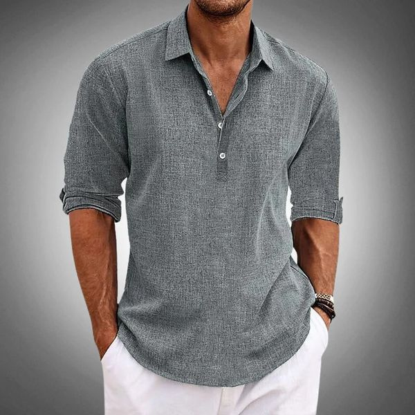 Aiden | Men's Linen Shirt With Classic Collar & Roll-Tab Sleeves