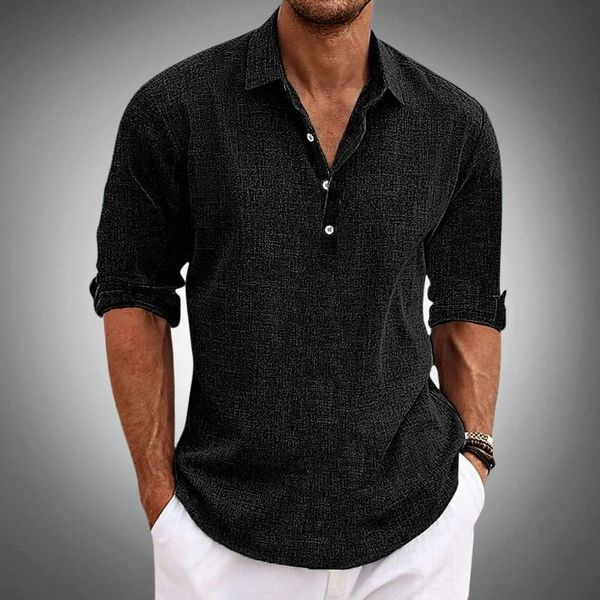 Aiden | Men's Linen Shirt With Classic Collar & Roll-Tab Sleeves