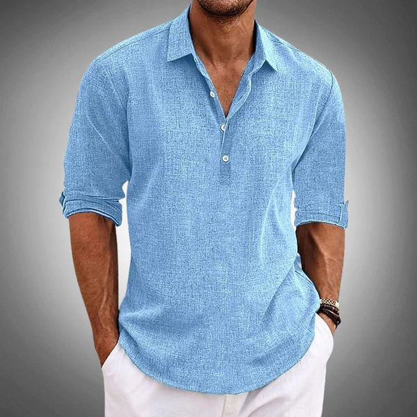 Aiden | Men's Linen Shirt With Classic Collar & Roll-Tab Sleeves