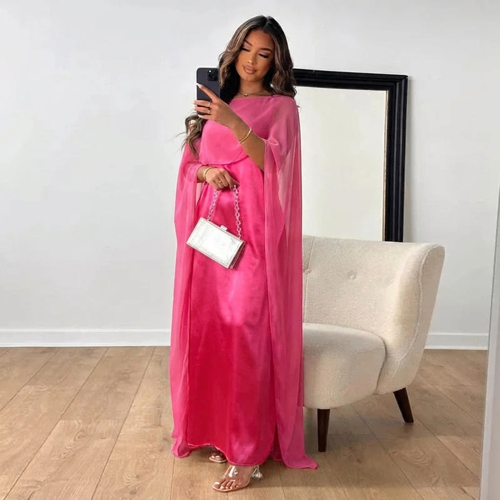 Emma | Women's Wedding Guest Dresses With Cape Sleeves And Draped Silhouette