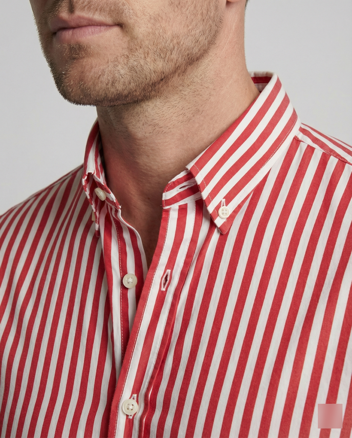 Jackson | Men's Cotton Shirt With Button-Down Collar & Vertical Stripes