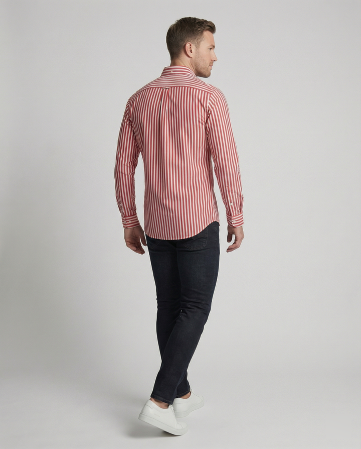 Jackson | Men's Cotton Shirt With Button-Down Collar & Vertical Stripes