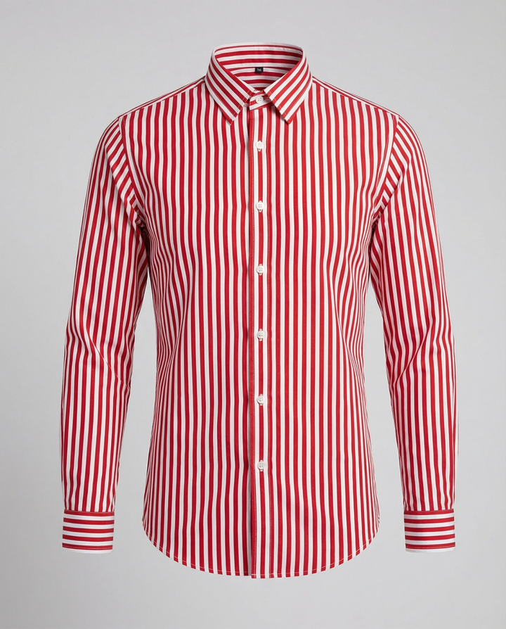 Jackson | Men's Cotton Shirt With Button-Down Collar & Vertical Stripes