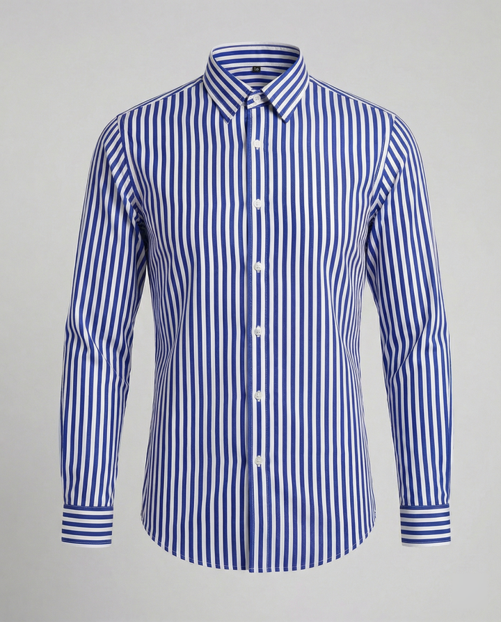 Jackson | Men's Cotton Shirt With Button-Down Collar & Vertical Stripes