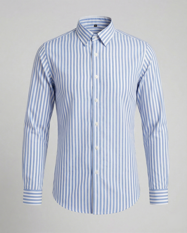 Jackson | Men's Cotton Shirt With Button-Down Collar & Vertical Stripes