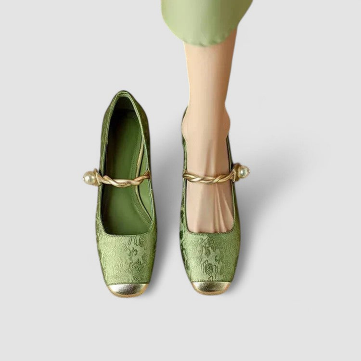 Sophia | Women's Kitten Heels With Pearl Strap And Embellished Heel | Elegant
