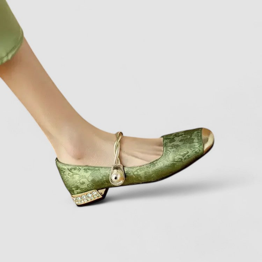 Sophia | Women's Kitten Heels With Pearl Strap And Embellished Heel | Elegant