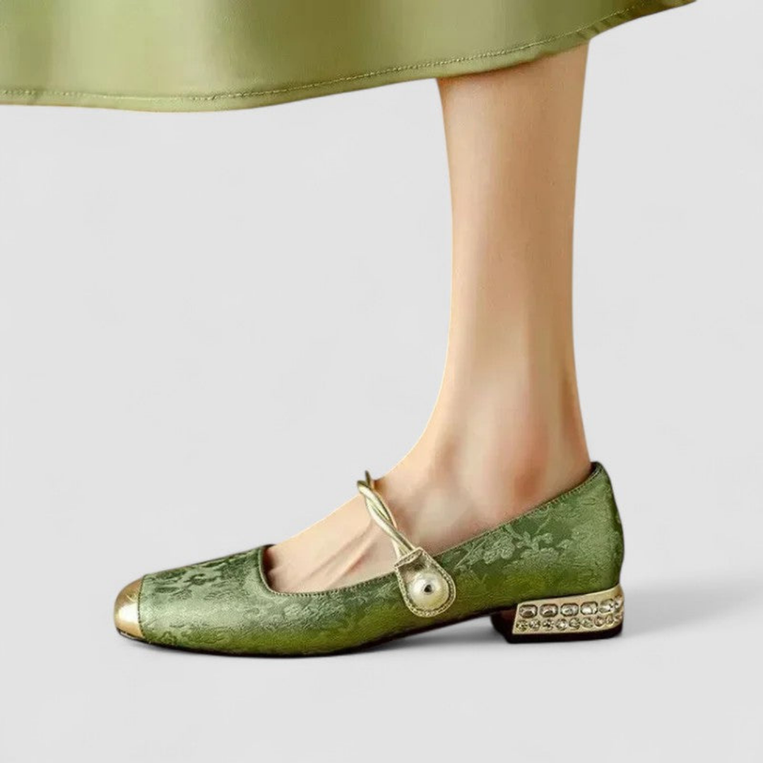 Sophia | Women's Kitten Heels With Pearl Strap And Embellished Heel | Elegant