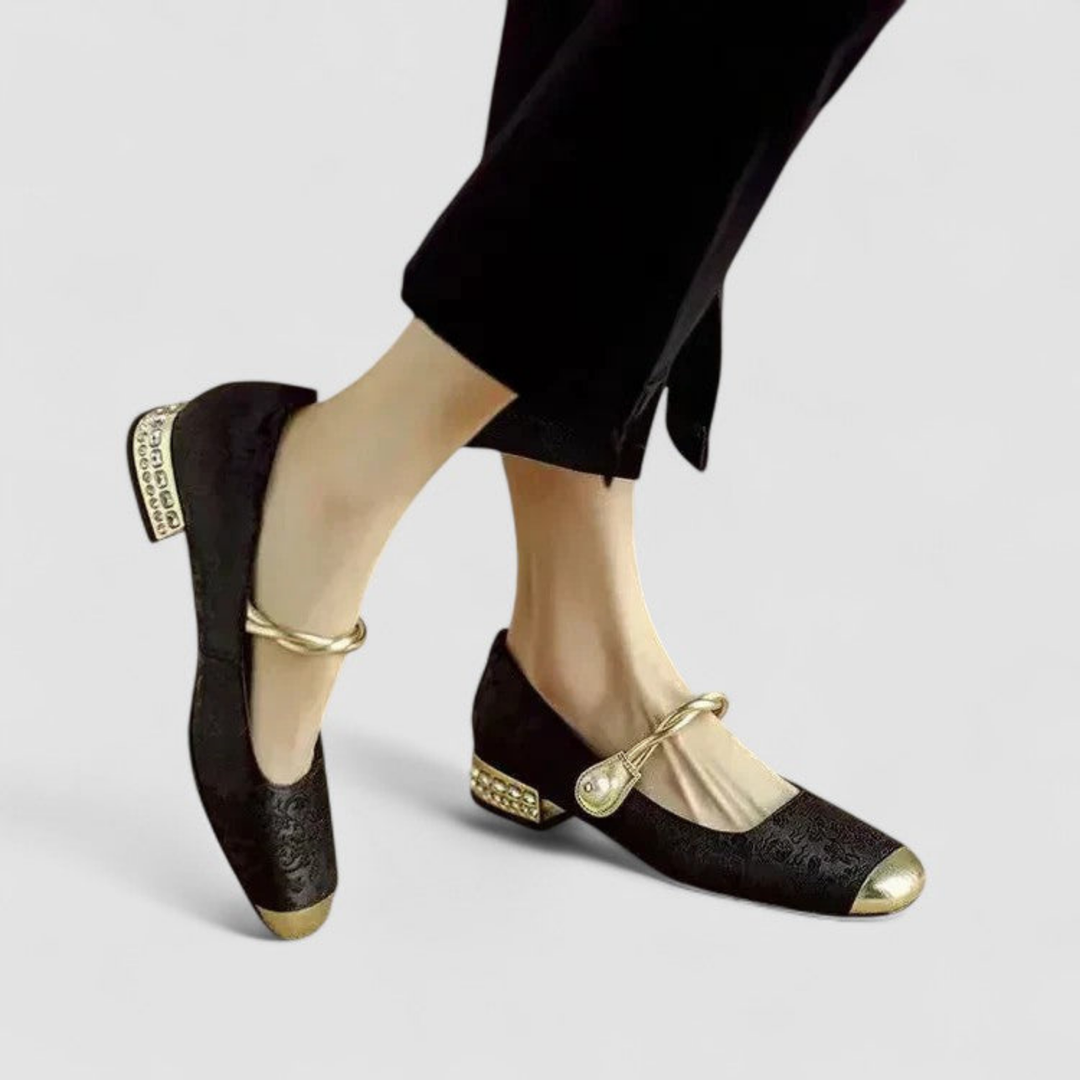 Sophia | Women's Kitten Heels With Pearl Strap And Embellished Heel | Elegant