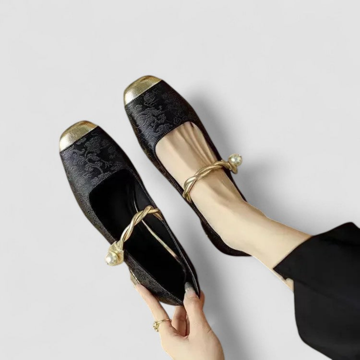 Sophia | Women's Kitten Heels With Pearl Strap And Embellished Heel | Elegant