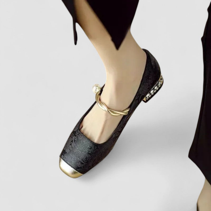 Sophia | Women's Kitten Heels With Pearl Strap And Embellished Heel | Elegant