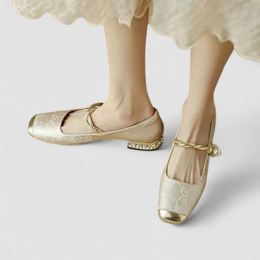 Sophia | Women's Kitten Heels With Pearl Strap And Embellished Heel | Elegant