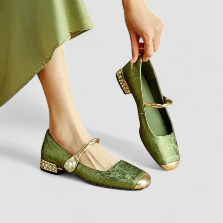 Sophia | Women's Kitten Heels With Pearl Strap And Embellished Heel | Elegant